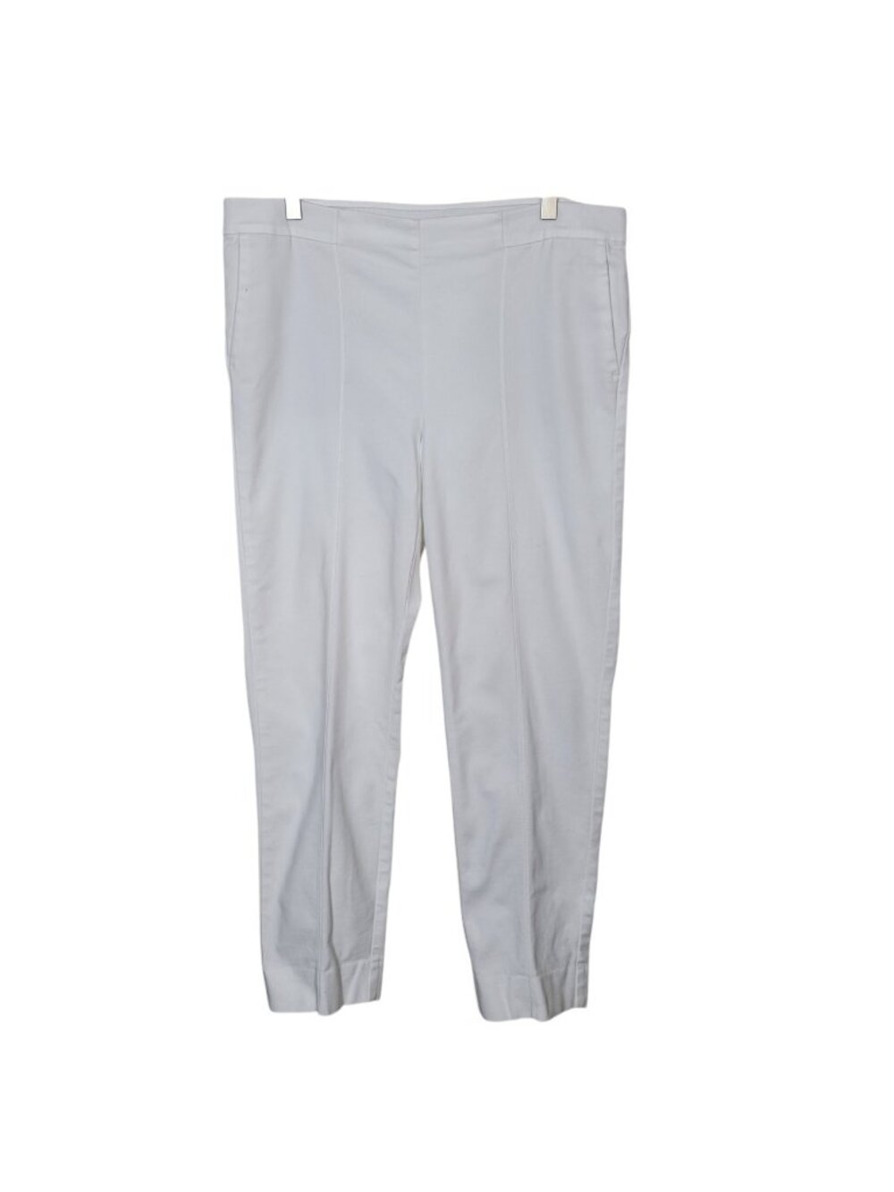 J. Jill Essential Slim Ankle Pants White Ponte Knit Coastal Grandma Preppy Sz 12